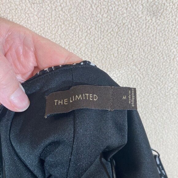 The Limited Dress Sz Med Black Print Babydoll Tank Ruffle Sweetheart Front - Picture 8 of 11